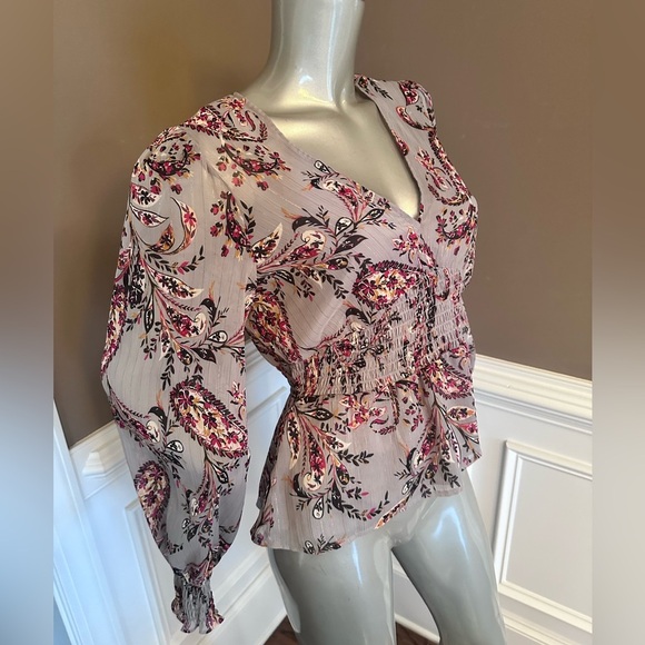 BCBG MAXAZRIA Sheer Floral Top Sz S Multicolored - Picture 2 of 4